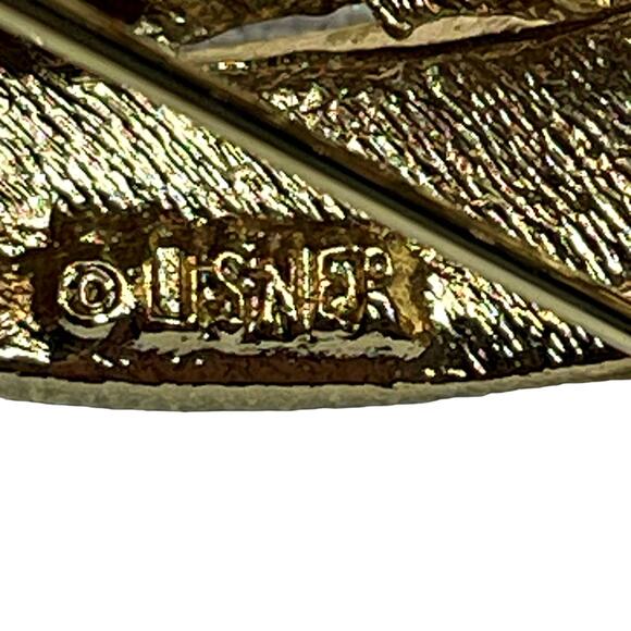 Lisner Vtg Brushed Gold Tone Faux Pearls Leaf Wheat Flower Bud Seed Brooch Pin - Picture 4 of 4